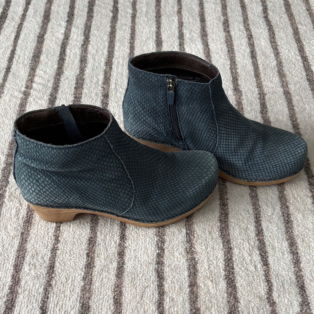 Dansko Textured Blue Ankle Boots